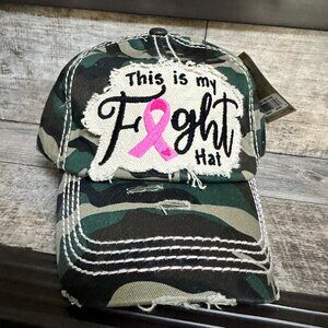 KBETHOS Distressed This Is My Fight Breast Cancer Camo Baseball Cap